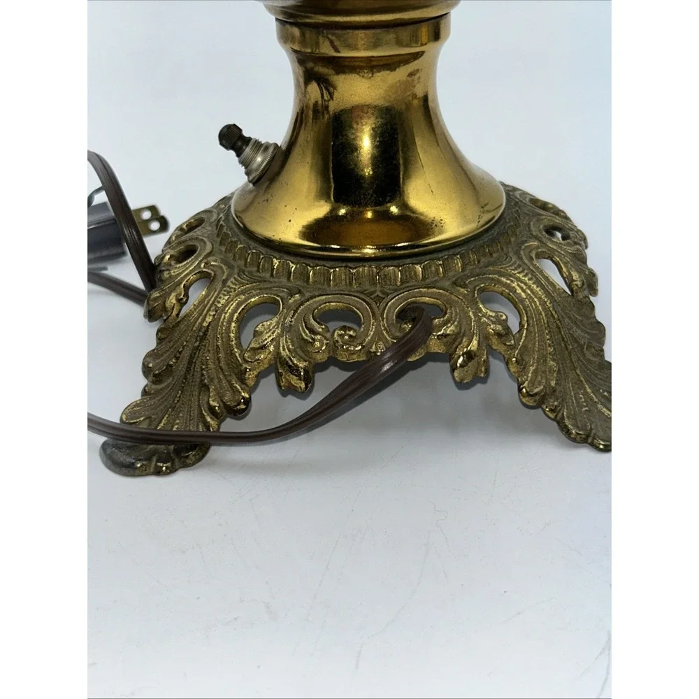 Antique Electrified Bradley & Hubbard Oil Lamp Made In USA Fleur de Lis